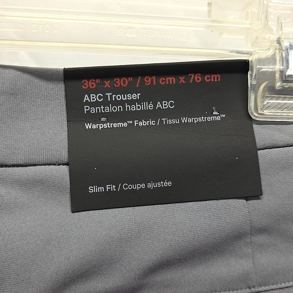 NWT Lululemon ABC Trouser Warpstreme Gray 36x30 Slim Fit Mens Pants Athleisure - Picture 3 of 4
